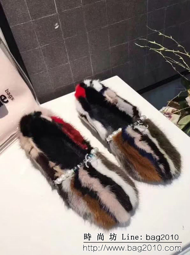 CHANEL香奈兒 2018 秋冬新品 彩色水貂毛瓢鞋 QZS2444